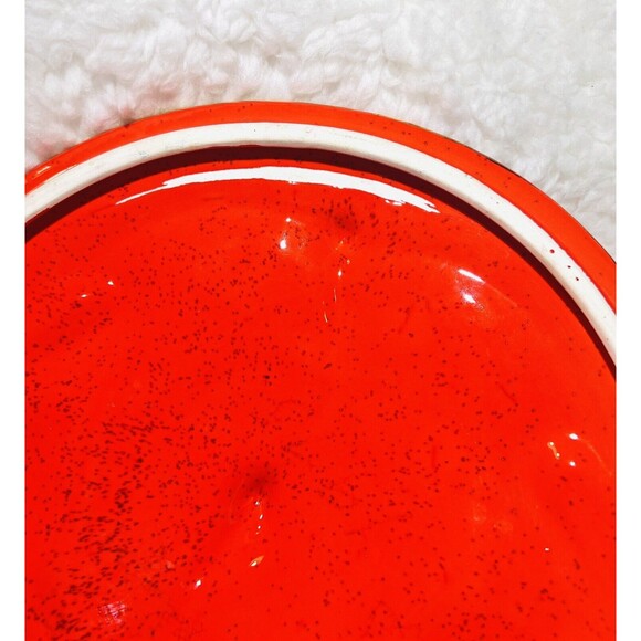 Vtg California Pottery 813 Orange Casserole Chafing Dish Maple Leaf Gold Accents - Picture 10 of 10